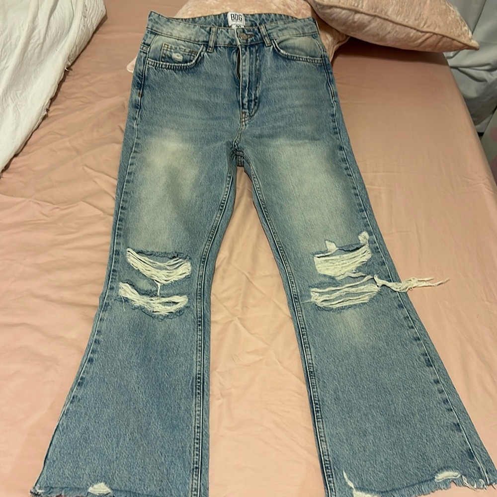 urban outfitters - BDG medium wash high waister flare ripped jeans; size 26.